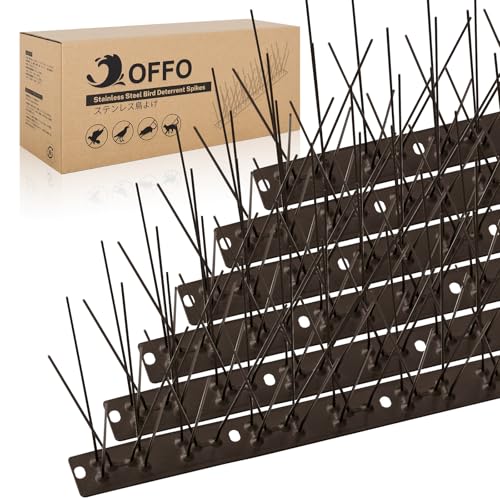 OFFO Brown Bird Spikes Preassembled for Outside, Cover 10.8 Feet Durable Pigeons Spikes with Stainless Steel for Outdoor Patio Window Ledge, No Assembly Required Before Installation - color: Brown, size: 10.8 feet