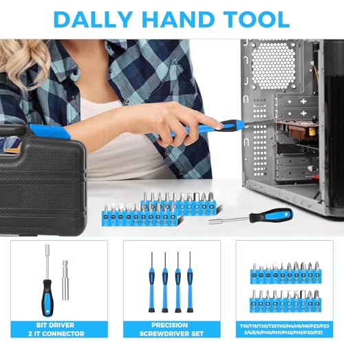 RVOGJP 39-Piece Basic Home Tool Set, General Repair Small Hand Tool Kit with Toolbox for Home, Garage, Office & College Dorm Use, Blue - color: Bule
