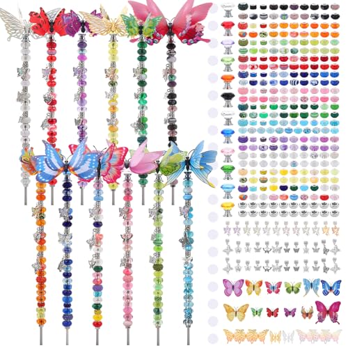 380Pcs Beaded Garden Stake,Butterfly Fairy Wand Decorative Stakes - color: Butterfly