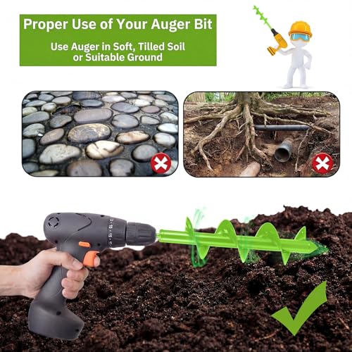 4 x 16'' Heavy Duty Auger Drill Bit for Planting, Green - color: Green