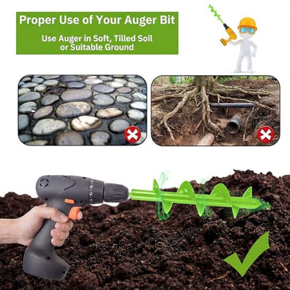 4 x 16'' Heavy Duty Auger Drill Bit for Planting, Green - color: Green