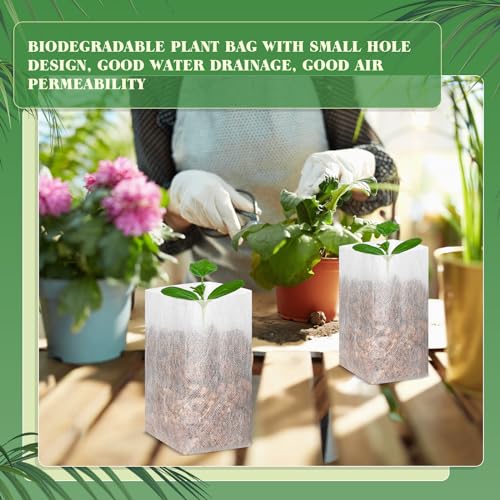 1000 Pcs Seedling Non Woven Plants Nursery Grow Bags 5.9 X 6.3 Inch