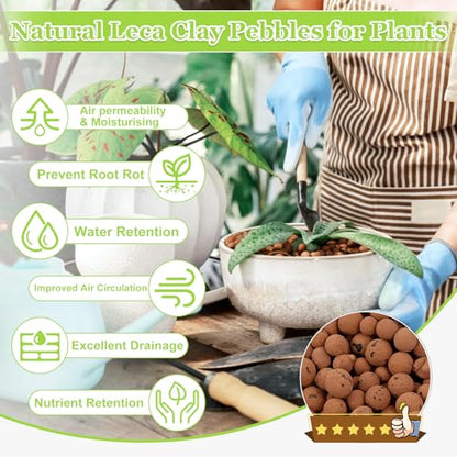 4LB Organic Leca Clay Pebbles for Plants, 4-16mm Natural Leca Balls - size: 4LB