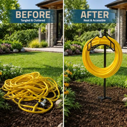 Utopia Home Freestanding Garden Hose Holder, 150 ft, Black