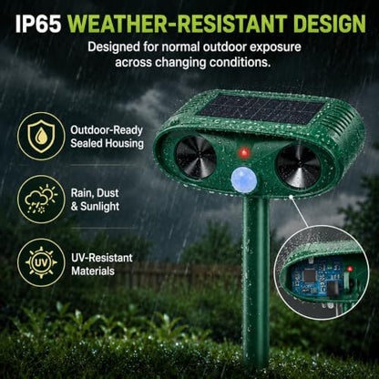 2026 Upgraded 4-Pack Solar Ultrasonic Animal Repellent Outdoor for Yard