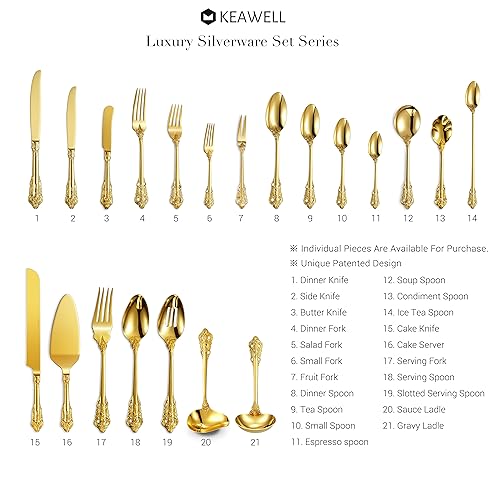 KEAWELL Luxury 4-Piece 5.9-Inch 18/10 Appetizer Forks (Gold) - color: Gold