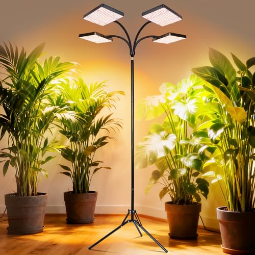 Full-Spectrum Grow Light with Upgrade Stand for Indoor Growing - size: 4-Head-New