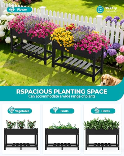 SERWALL Raised Garden Bed with Legs-Black - color: Black, size: 1 pack