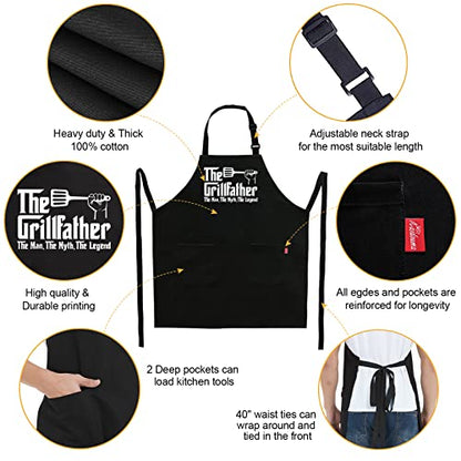 Kaidouma Funny Grill Aprons for Dad - Men’s Chef Cooking Grilling BBQ Apron - color: The Grillfather the Man