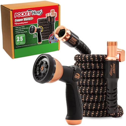 Pocket Hose 25 FT Copper Bullet Expandable Garden Hose, As Seen on TV - size: 25 Ft