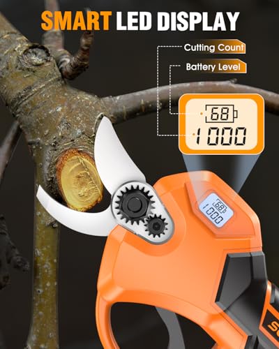 Electric Pruning Shears, 1.5"-2.05" Cut, Cordless Clippers for Gardening