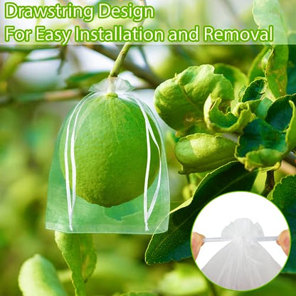 Morcheiong 60pcs Reusable Netting Mesh Bags - 6" x 8", Garden Fruit Protection with Drawstring (White) (Pack of 2) - color: White, size: 60Pcs 6" x 8" (Pack of 2)