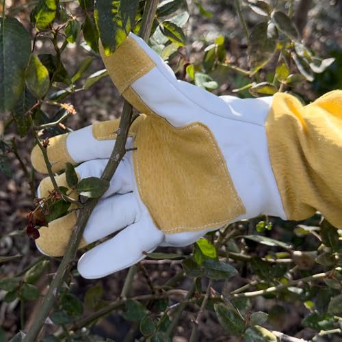 OGRE Zip-Up Rose Pruning Gloves, Long Leather Thorn Protection - size: Small