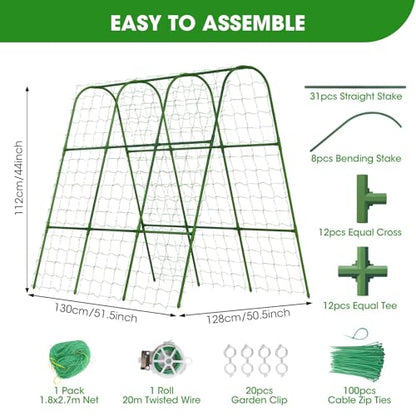 U-Shape Cucumber Trellis for Raised Bed 51.5''Lx50.5''Wx44''H