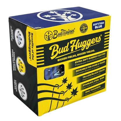 BudTrainer BudHuggers for Low Stress Plant Training, 50 Ft, Blue