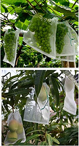 Belit 25 Pcs Net Bags Grapes Protection Bags with Drawstring Nylon Mesh Reusable Fruit Bags for Fruit Trees Vegetables (11.8"x7.8") - size: 25psc 11.8"x7.8"