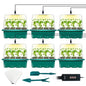 6-Set Seed Starter Tray with Grow Light, Seed Starting Trays Kits with Timing Controller Adjustable Humidity Domes Heightened Lids(12-Cells Per Tray) - color: Green 6-set