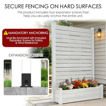 Kozyard Privacy Screen with Planter, 70" H x 51" W Outdoor Garden Screen - color: White