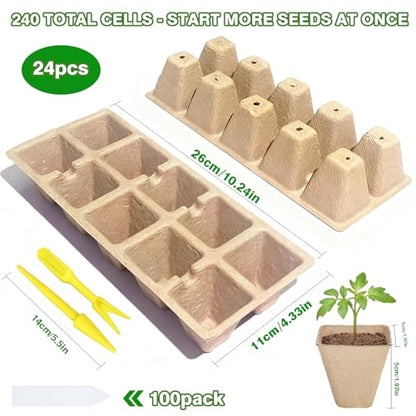 240 Cells Seed Starter Tray, Plant Starter Kit for Seedlings