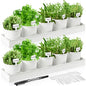 FoldTier 2 Sets Indoor Herb Garden Planter Kit with 10 Metal Pots, White - color: White