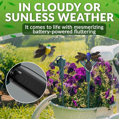 Solar Hummingbird Garden Stakes 3 Pcs, Fluttering Yard Decorations