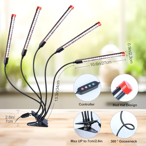 FECiDA 45W Bright Strong Clip Grow Lights for Seed Starting, Seedlings - size: 5-Tubes