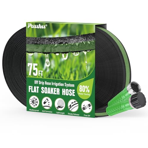 Flat Soaker Hose 75ft for Garden and Lawns - size: 75FT