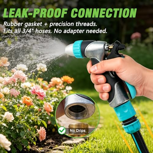 Heavy Duty High Pressure Hose Nozzle for Garden Hose with Rear Trigger Lock