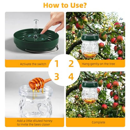 4 Pack Solar Wasp Traps Outdoor Hanging, Bee Traps for Outside