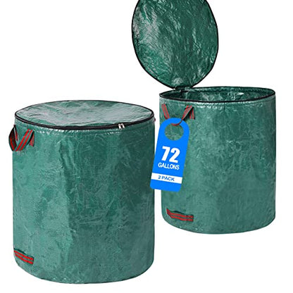 2 Pack 72 Gallons Reusable Yard Waste Bags with Lid Lawn Leaf Bags - style: 2pcs 72 gallons bags with lid