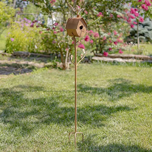 Large Copper Colored Birdhouse Garden Stakes (Oval Shape)