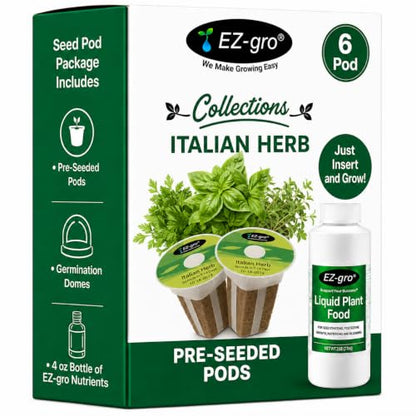 EZ-GRO Italian Herb Seeds Pod Kit (6) Compatible with Aerogarden Pods - size: 6 Pod