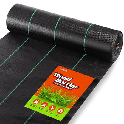 LAVEVE Heavy Duty Weed Barrier Landscape Fabric 3FT x 400FT - size: 3FT×400FT