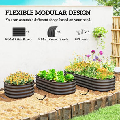 Outsunny 5' x 2' x 1' Galvanized Raised Garden Bed Kit, Dark Gray - color: Dark Gray, size: 5' x 2' x 1'