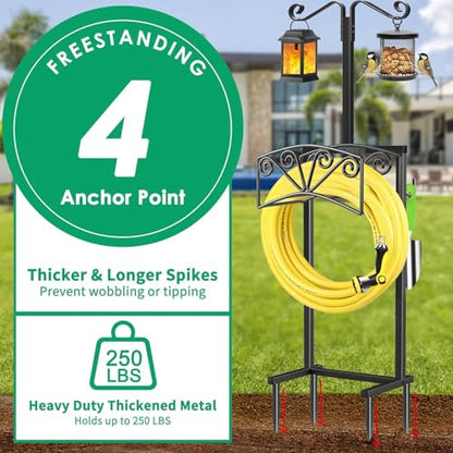 TomCare Garden Hose Holder, Heavy Duty Water Hose Hanger for 160FT Hose - color: Matte Black, size: 15″ W