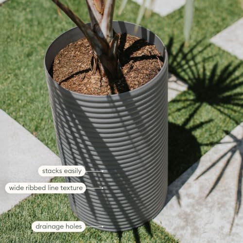 Veradek Mod Series Tall Planter - Tall Outdoor Planter with Shelf - color: Gray, size: 25 inch