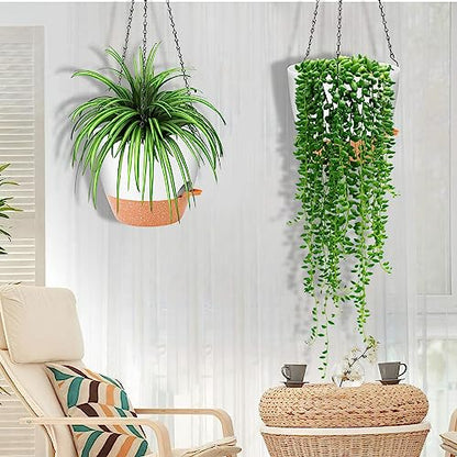 GARDIFE 10 Inch Self Watering Hanging Planter, Indoor, 2 Pack, White - color: 10-white, size: 10 inch