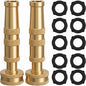 Hourleey Adjustable Twist Hose Nozzle, 4" Heavy-Duty Brass Hose Nozzle with 10 Garden Hose Rubber Washers, 2 Pack - size: 4 Inch Nozzle Twist 2Pack