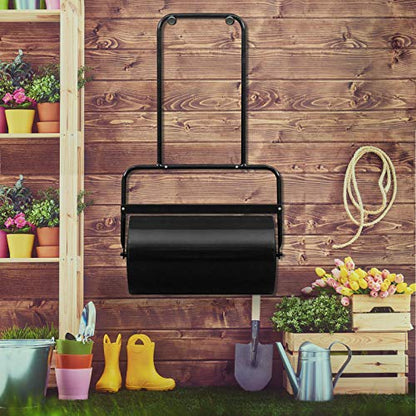 VINGLI 20 Inch Lawn Roller Water Filled Pull Behind Garden Drum Roller Push/Tow Behind, Water/Sand Filled for Garden, Lawn, Backyard (Black) - color: Black, size: 20 inch