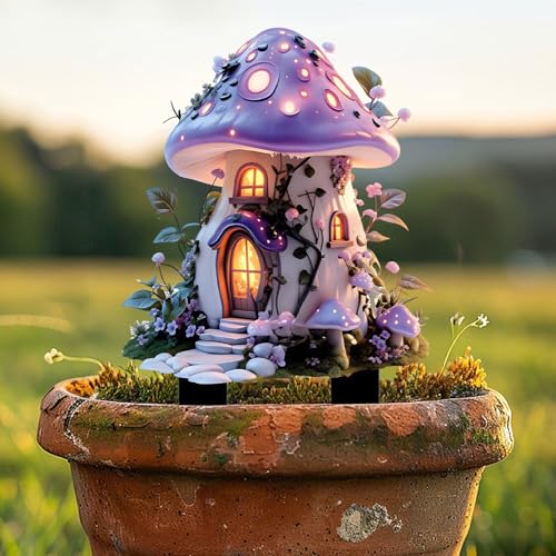 Mushroom House Acrylic Garden Stake, Indoor and Outdoor Garden Acrylic Decoration, Idea Gift for Flower Potted Ornament and Landscape Beautification, Suitable for Courtyards and Lawn - color: colorful-16