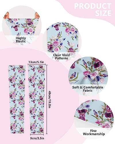 2 Pairs Gardening Sleeves for Women Sun Protection Arm Sleeves for Women Anti-Slip Floral Gardening Sleeves