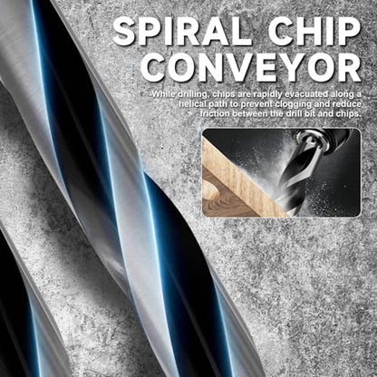 1-1/6"×6" Professional Auger Drill Bit for Wood with Quick Change 1/2" Hex Shank- 3-Cutter Design with Dual-Flute for Fast Chip Removal, Fits Hardwood, Softwood, PVC, Drywall & Tree Stumps - size: 1-1/6"×6"