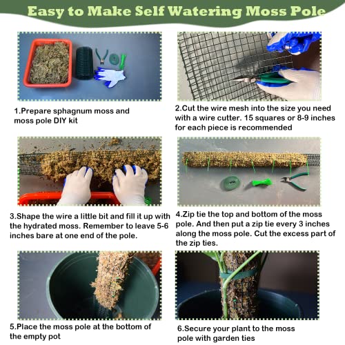 Moss Pole DIY Kit, 13.2ft Metal Moss Pole for Plants Monstera, 4Pcs 8.3in×3.3ft Steel Wire Mesh with Cable Ties, Max Make 7Pcs 23" Sphagnum Moss Pole (13.2FT Wire Mesh Without Plier) - color: 13.2FT wire mesh without plier