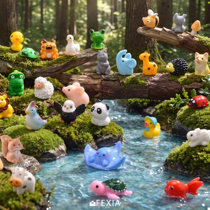 FEXIA 55 Pcs Mini Resin Animals 55 Styles Tiny Animals Figurines Desk Pets - color: Animals-55pcs