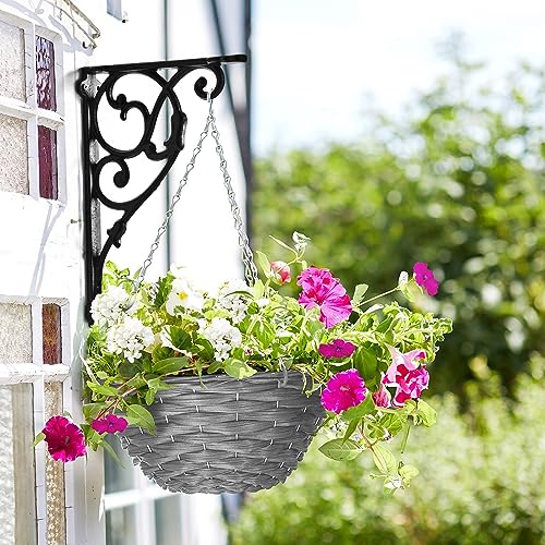 2 Pack Heavy Duty Wall Plant Hanger Brackets，11"RustProof Wall Mount Hook