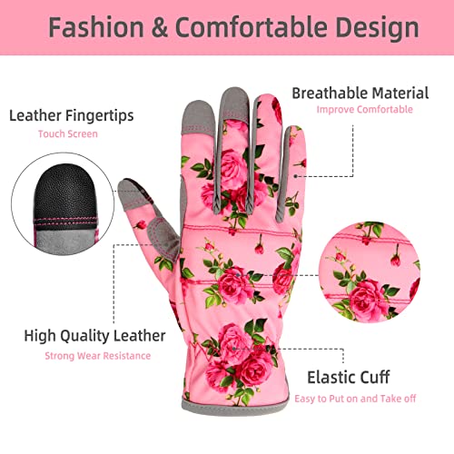 YRTSH Leather Gardening Gloves for Women, Flexible Breathable Garden Gloves - size: Small (Pack of 1)