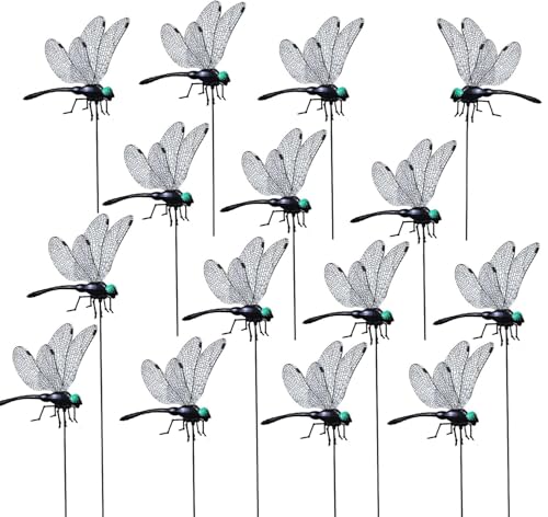2026 New Dragon Fly Clips,Fake Dragonfly Clip,3D Big Dragon Flies PVC Garden Decorative Stakes,Dragonflies for Indoor Outdoor Garden Plant Flower Pot Decor (15Pack Dragonfly Clip) - color: 15Pack Dragonfly Clip
