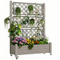 Trellis Raised Garden Bed, Self-Watering Planter Box, Gary - color: Gray, size: 61.2" H