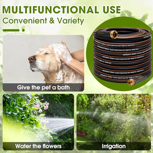 Garden Hose 100ft x 5/8", Heavy Duty Water Hose, Kink Resistant - color: Black, size: 100FT