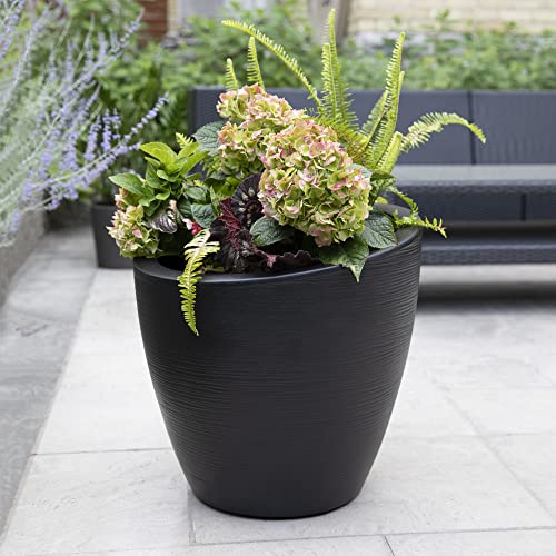 Mayne 8879-B Modesto 20in Round Patio Planter, Black - color: Black, size: 20 Inch